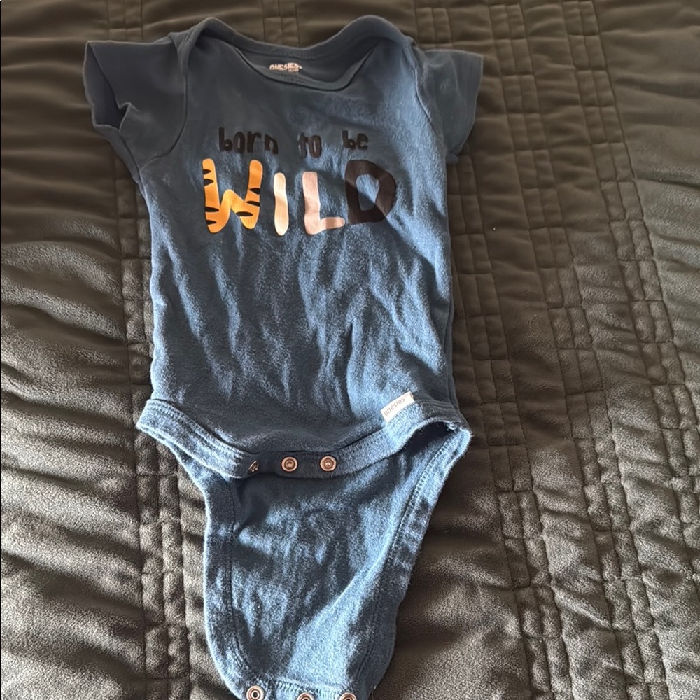 Blue Bodysuit One Piece with Nature-Inspired Design